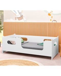 Cama Montessori Solteiro Estilo Berço P/ Colchão 188x88 - Branco / Montessori