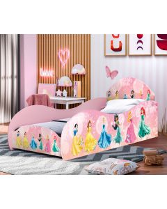 Cama Carruagem Solteiro Princesas Mdf - Rosa