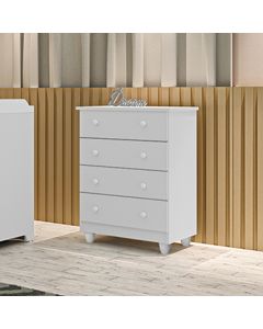 Comoda Lara 4 Gavetas Em Mdf Branco