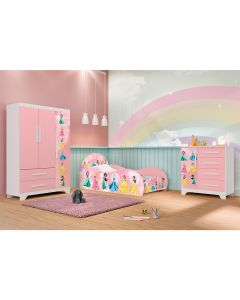 Quarto Infantil Completo 3 em 1 Gd Moveis - Rosa